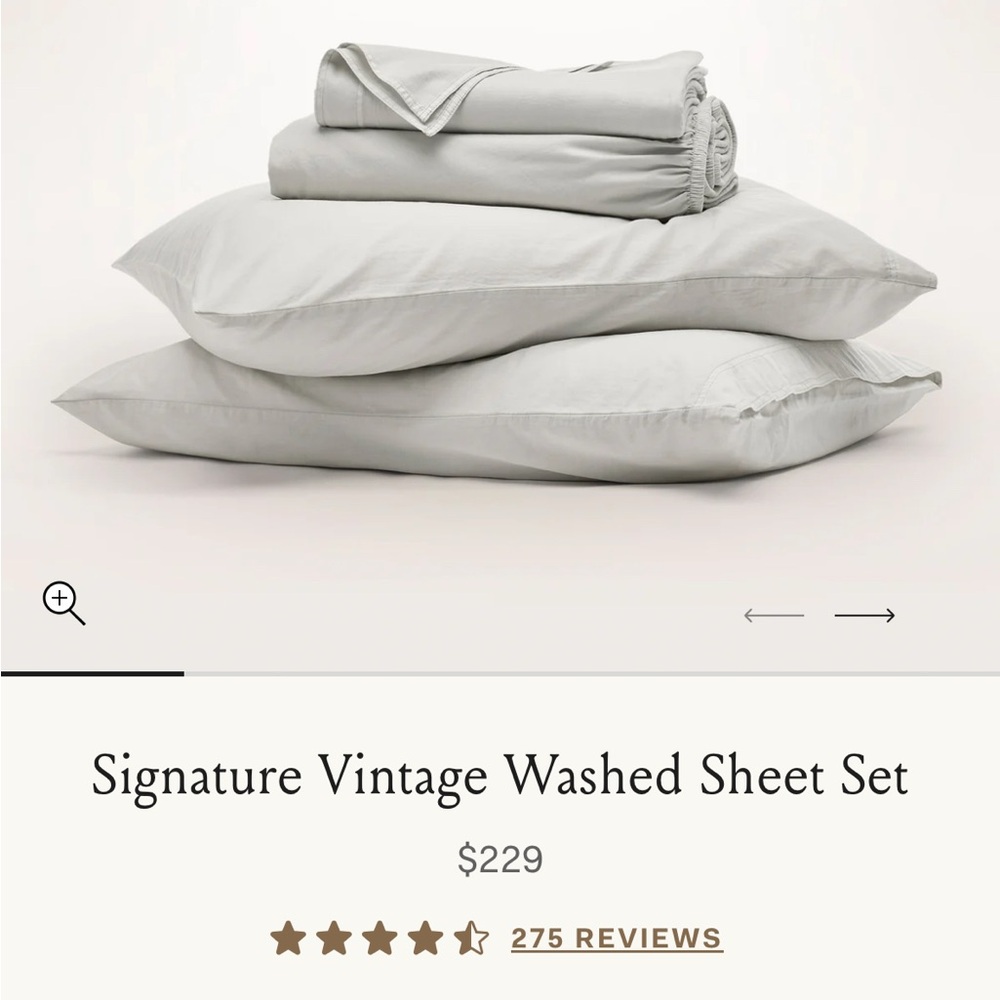 Signature Vintage Washed Bedding Set - Light Gray